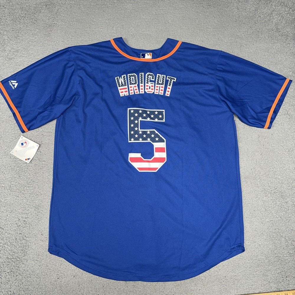 NWT Majestic New York Mets David Wright Jersey Men 2XL XXL Blue #5 Cool Base MLB